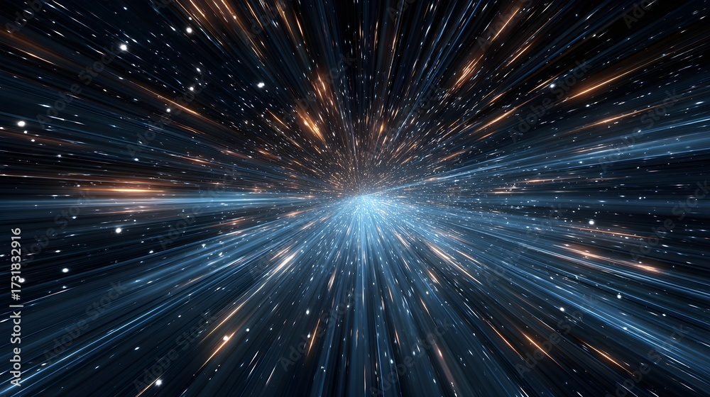 Fototapeta premium Cosmic explosion, hyperspace travel