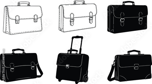Business briefcase collection, professional bags, office luggage, leather satchels, rolling case, messenger bag, corporate accessories, travel-ready, stylish designs