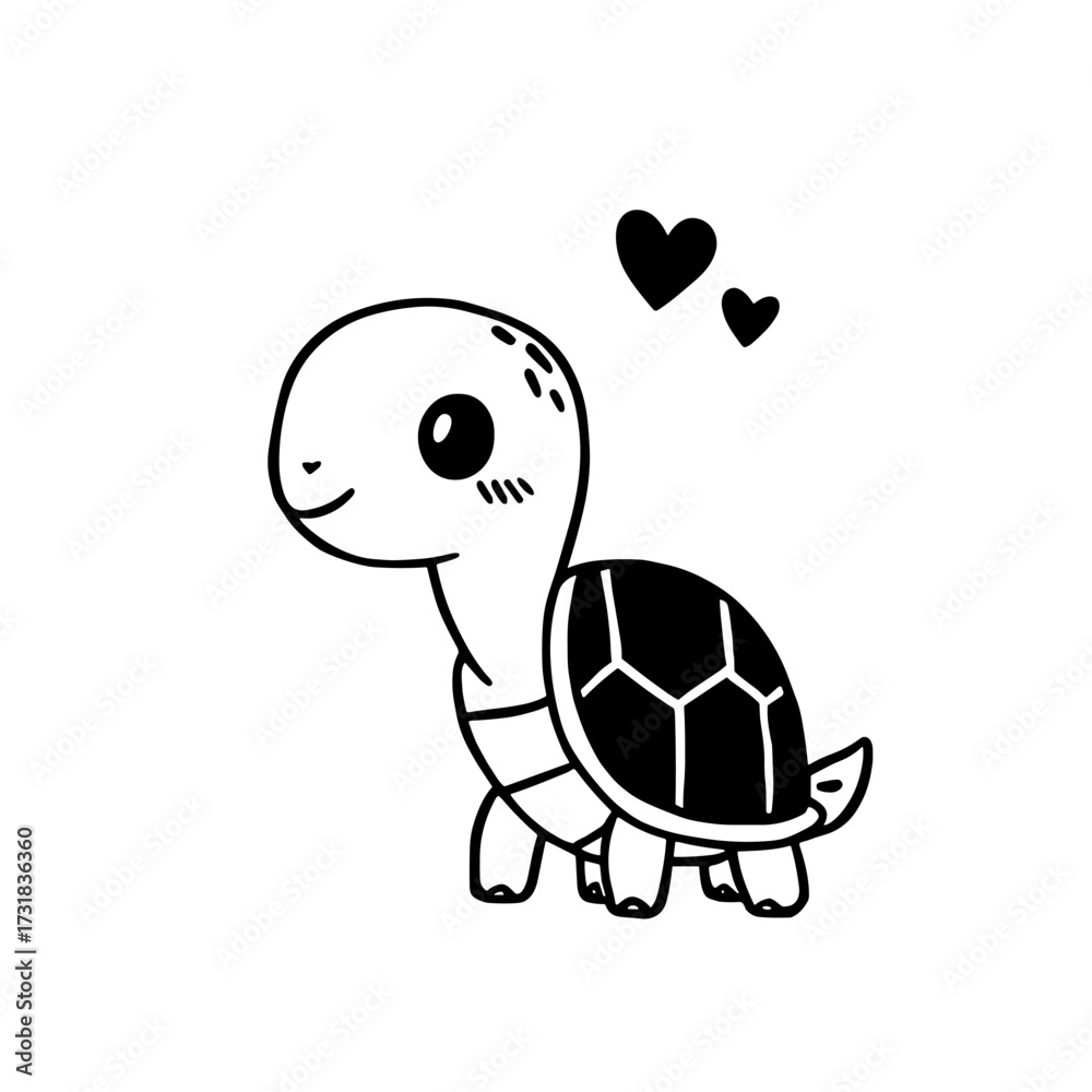Obraz premium Box Turtle. Box Turtle simple black and white line art vector logo