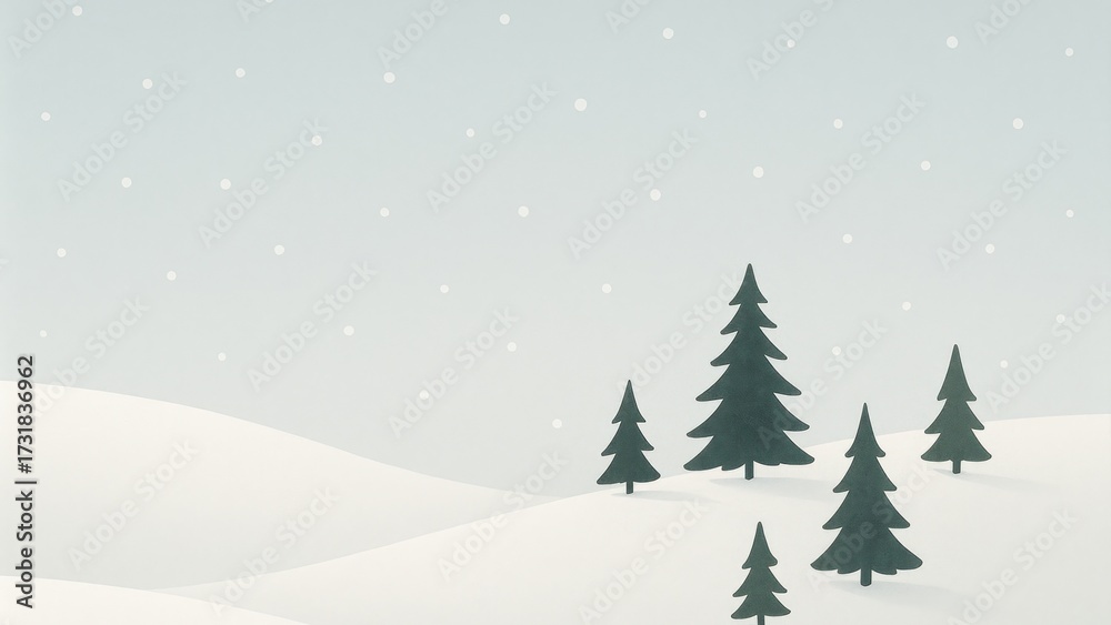 Obraz premium Minimalist winter landscape wallpaper for desktop