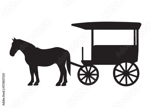 carriage logo silhouette vrctor, carriage of transport silhouette vrctor illustration, horse and carriage silhouette vector, horse with carriage logo silhouettes vector on a white background