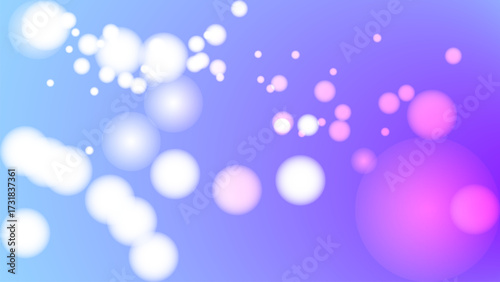 Colorful abstract background with soft bokeh effect, featuring white and pink circles on gradient blue to purple backdrop, creating dreamy and calming atmosphere