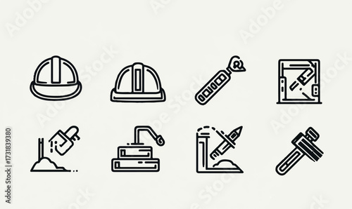 Construction Equipment Icons Set Vector Illustration Perfect for Building Design and Engineering Projects