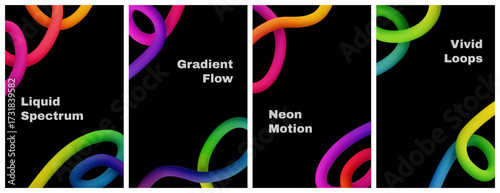 Wallpaper Mural Colorful Curved Gradient Lines in Dynamic Abstract Design Torontodigital.ca