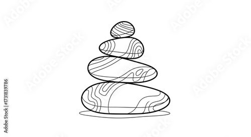 Mindful Relaxation Adult Coloring Page Stacked Zen River Stones Meditative Art