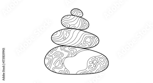 Stacked Zen River Stones Adult Coloring Page for Mindful Relaxation