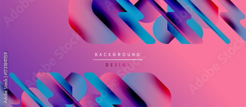 Abstract vibrant layers create dynamic pink, purple, blue gradients. Modern design suggests movement, energy, visual interest.