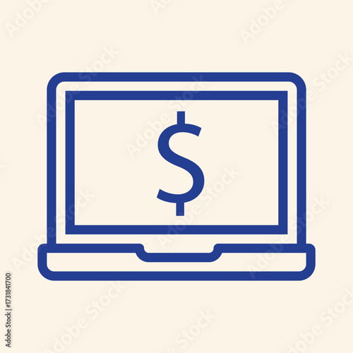 Modern laptop displaying a prominent dollar sign symbolizes online finance growth, digital banking, and profitable e-commerce opportunities