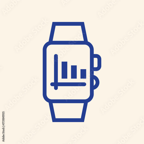 Modern smartwatch displays dynamic performance graph showing upward trend for business growth and financial success insights