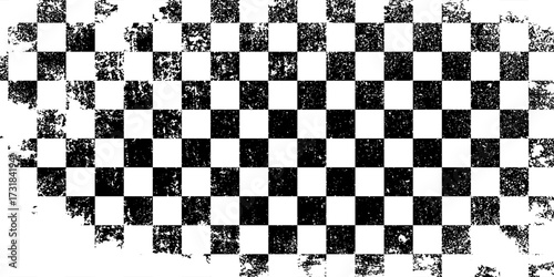 Racing flag sport background horizontal grunge checkered pattern vector design with empty space