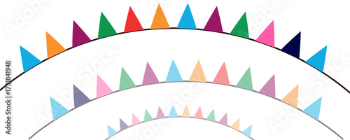 Festive flag garland vector illustration. bunting in simple flat style, isolated on transparent background. Carnival, birthday border decoration element.