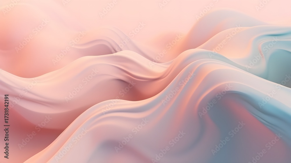 Obraz premium Soft Pastel Flowing Waves in Pink and Blue Gradient
