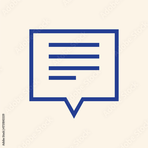Modern blue chat bubble icon conveying communication and dialogue for digital platforms and business messaging applications