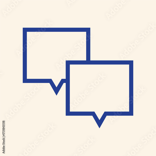 Engaging conversation graphic with two overlapping blue speech bubbles on a soft cream background, perfect for communication concepts