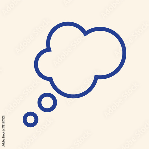 Blank blue thought bubble icon with dots indicating contemplation or idea generation, perfect for brainstorming, creativity, or communication concepts