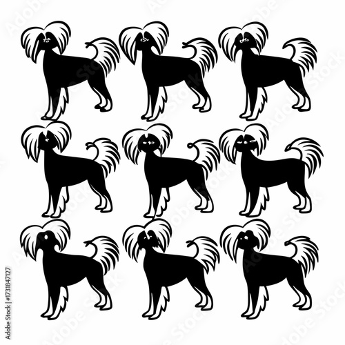 Silhouetted chinese crested dog icons, seamless pattern