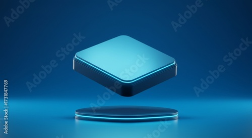 Neon Blue Floating Monolith