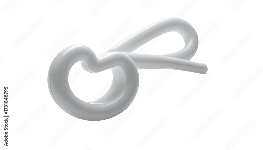 Obraz premium A looping, glossy, 3D white abstract shape against a stark black background