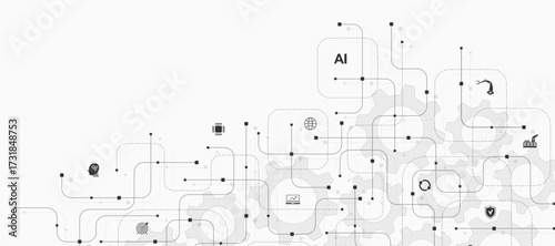 Motherboard technology circuit board background texture design. Creative idea AI banner concept for internet technology. Digital motherboard concept for poster, cover, banner, header, web template