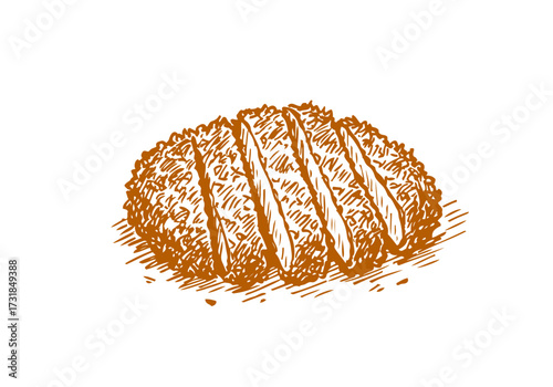 Katsu hand drawn sketch vector illustration