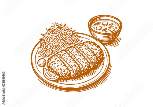 Katsu hand drawn sketch vector illustration