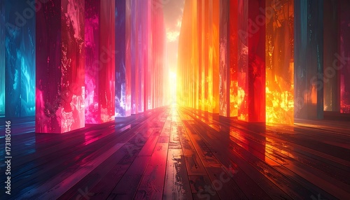Vibrant, glowing columns