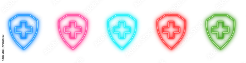 Obraz premium Health shield cross icon isolated, Medical protection symbol, Healthcare safety sign, Immune system emblem, or Disease defense logo vector illustration