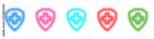 Health shield cross icon isolated, Medical protection symbol, Healthcare safety sign, Immune system emblem, or Disease defense logo vector illustration