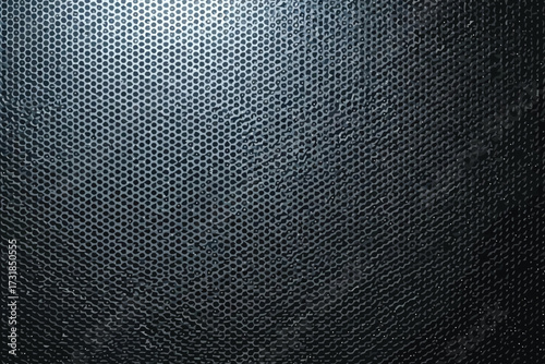 Vector art of dark and textured background featuring a pattern of small, repeating hexagons, creating a visually interesting surface with a sense of depth and dimension