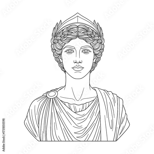 Dignified Ancient Roman Empress Line Art Coloring Page for Adults Authority & Elegance