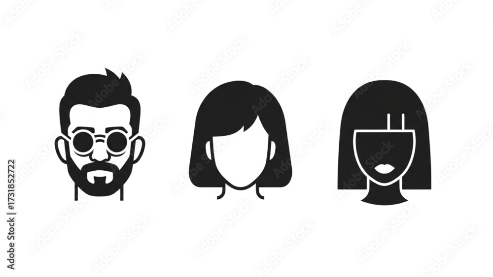 Obraz premium Male and Female Face Silhouettes – Man and Woman Avatar Profile Vector Icons AI EPS PNG JPEG
