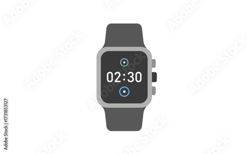 A close-up image of a smartwatch displaying the time 02:30 on its screen.