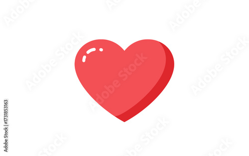 A simple, stylized red heart icon with a subtle gradient and a highlight, set against a plain white background.