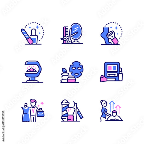Beauty salon - set of line design style icons