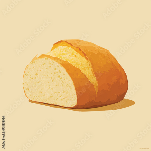 Freshly baked loaf of bread with golden crust and soft crumb for delicious culinary creations and wholesome meals