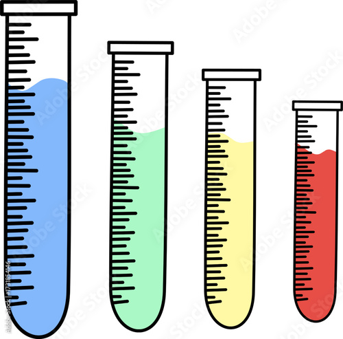 Colorful Filled Test Tubes Representing Laboratory Experiment and Scientific Research