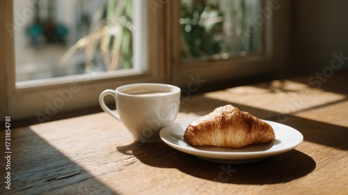Sun-dappled croissant whispers of Parisian mornings, invoking Bastille Day reverie with their golden embrace, cozy breakfast nook charm