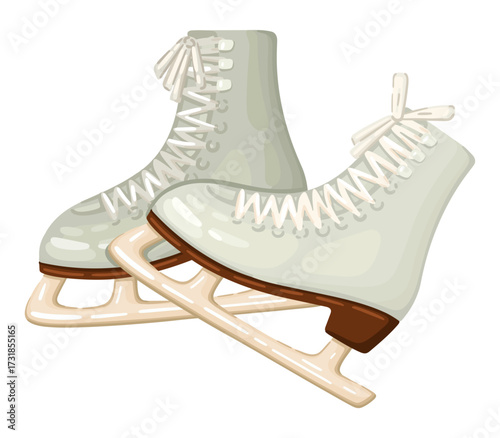 Illustration of the ice skates. Figure skates supply. Vector.