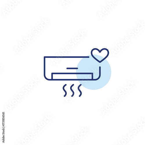 Ac unit and heart. Customer care, trusted electronic appliances. Pixel perfect, editable stroke vector icon