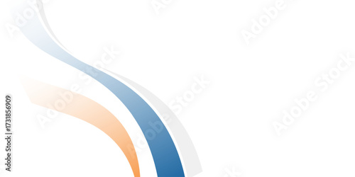Blue and orange geometric business banner design. Creative banner design with wave shapes and lines for template. Simple design on white horizontal banner.