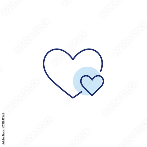 Heart and small like. Customer support, remote user care. Charity and community organisations. Pixel perfect, editable stroke vector icon