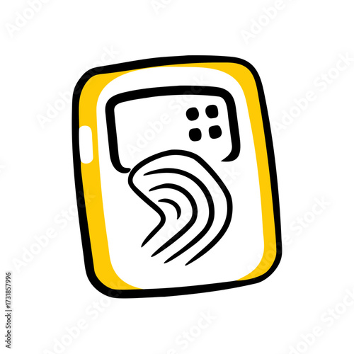 Biometric scanner pad illustrated in a simple, flat design  