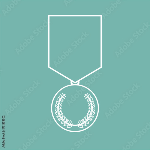 Military or official honor medal in line art style, suitable for military infographics or web.
