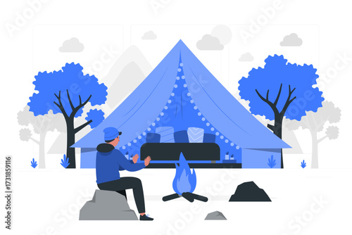 Glamping Flat Illustrations
