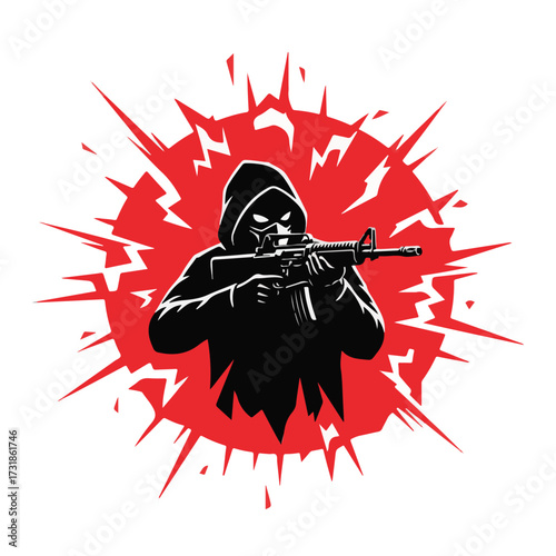 Esports Gaming Shooter Character with Assault Rifle