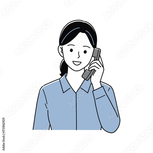 Friendly businesswoman answering customer service call, ready to assist with a smile, offering solutions and support, creating positive experience