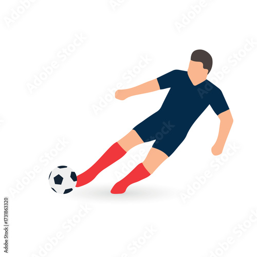 Football Player Kicking Ball Vector Illustration, perfect for football posters, infographics, web graphics, and athletic themed projects.