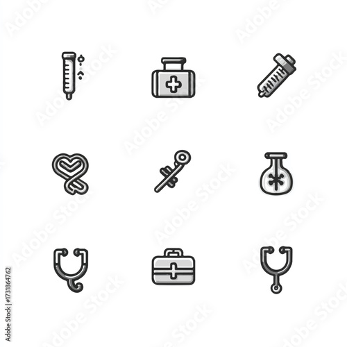 Medical Icons Set Collection of Doctor Equipment and Health Care Symbols with Modern Design