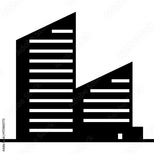 *   Needs to be >=6 words, <=180 chars.     *   Should be a detailed description, not a keyword list.     *   "Minimalist black silhouette of two modern city...