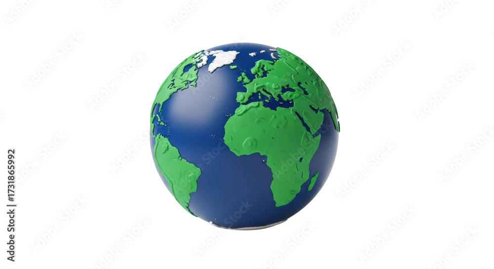 Fototapeta premium Isolated world globe showing continents and oceans with realistic detail on a spherical model